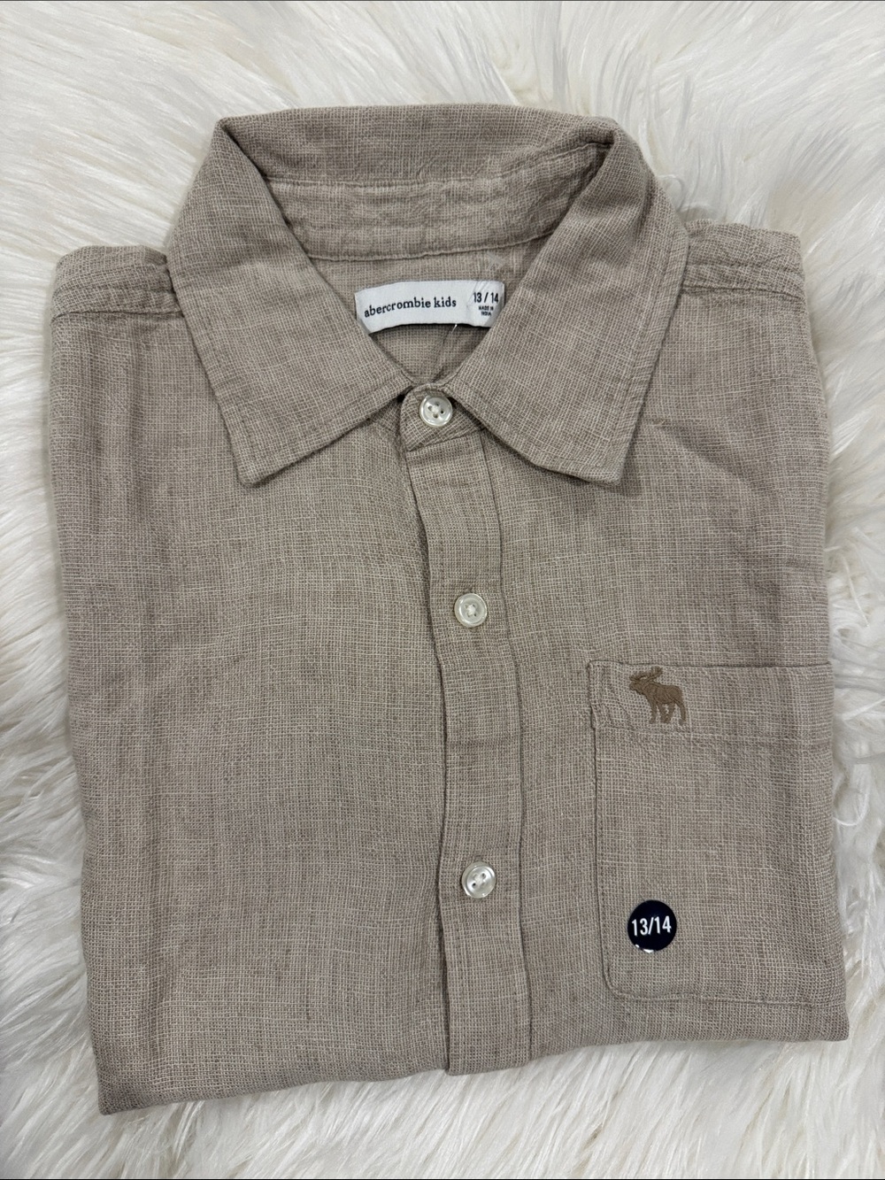 Abercrombie Kids Linen Short Sleeve Button Down in Boys 13/14 New
